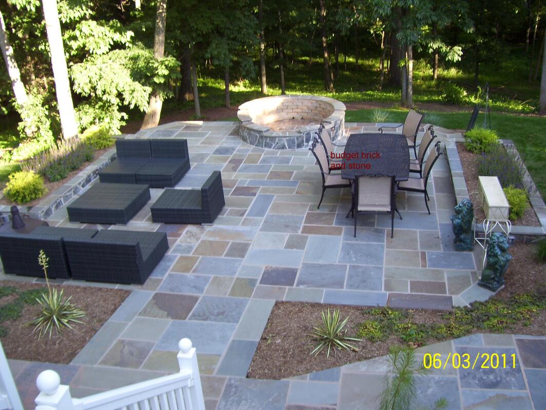 Flagstone patio, walls, walks and fire pit.