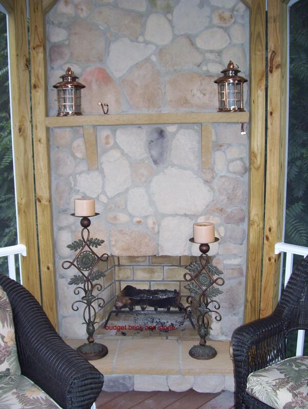Culture stone fireplace, mantel, hearth.